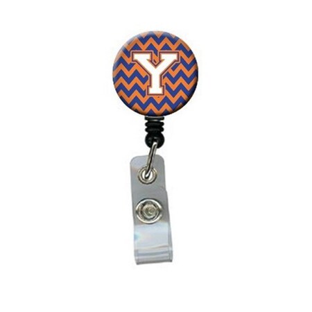 Carolines Treasures Letter Y Chevron Blue and Orange No.3 Retractable Badge Reel CJ1060-YBR
